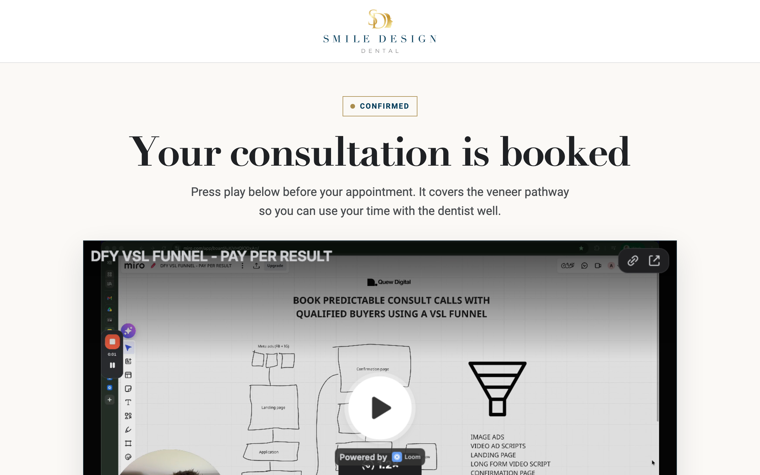 Confirmation page preview