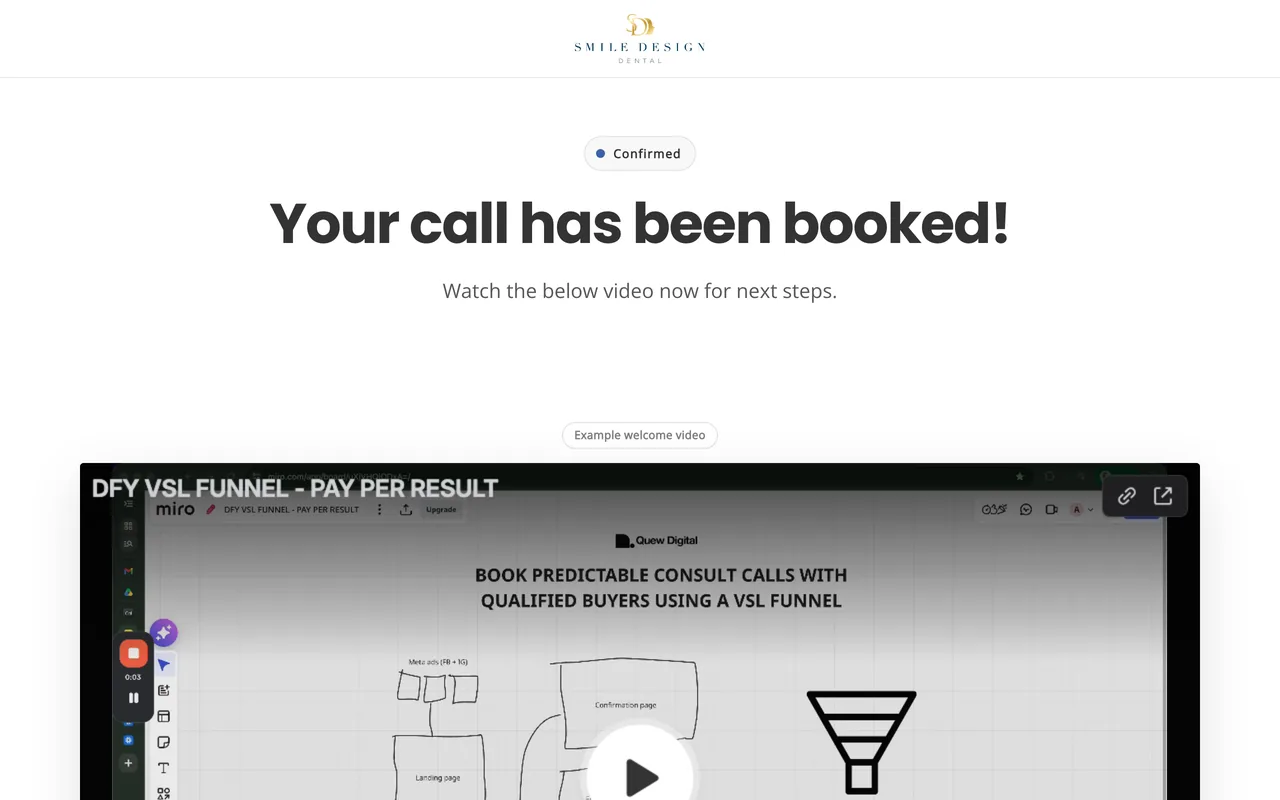 Confirmation page preview