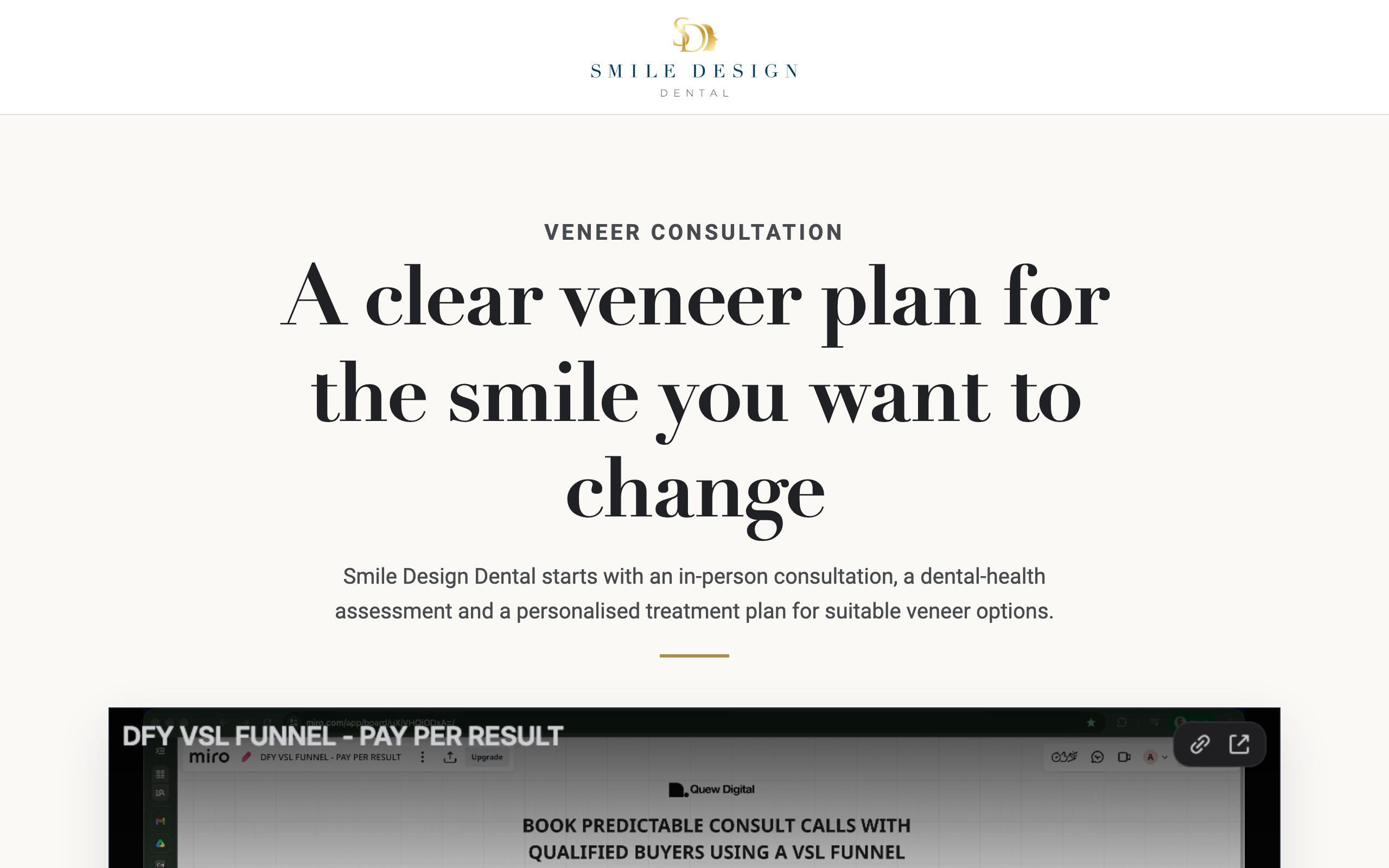 Landing page preview for Smile Design Dental